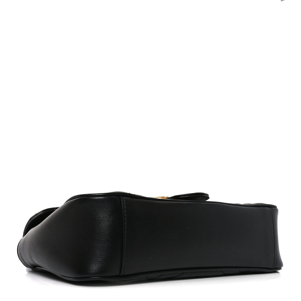 Gucci Calfskin Matelasse Small GG Marmont Shoulder Bag Black