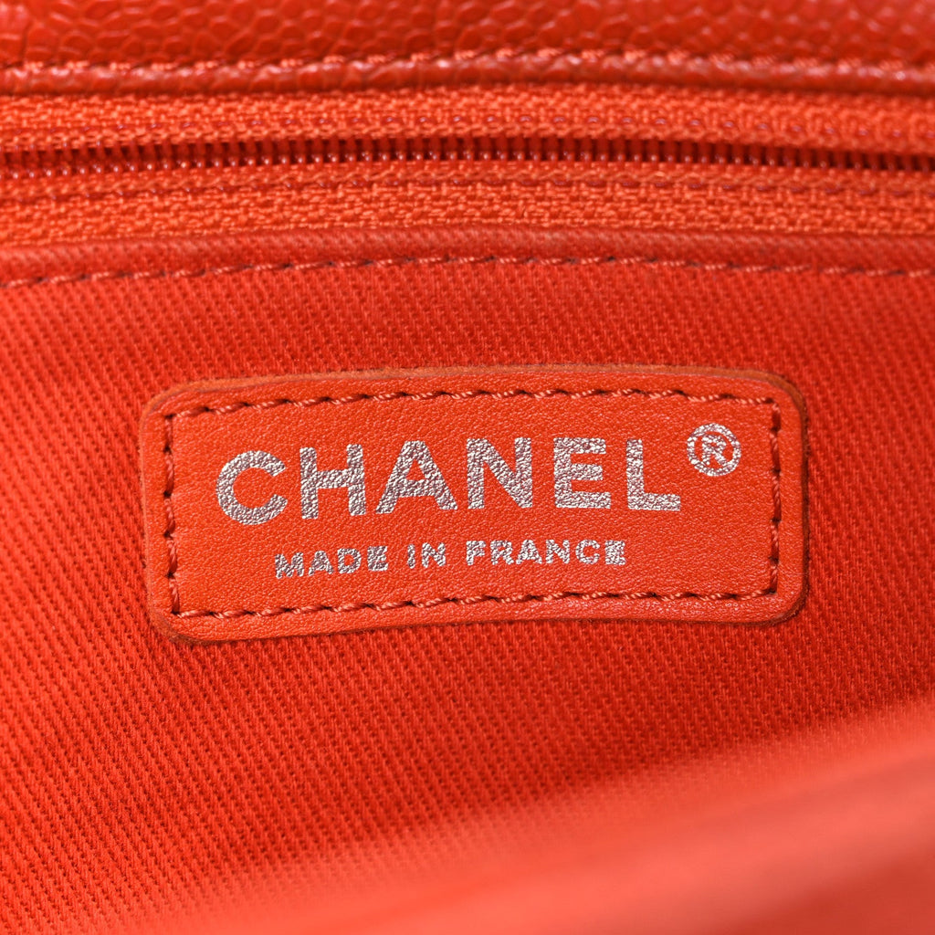 Chanel Grained Calfskin Large Natural Beauty Flap Orange