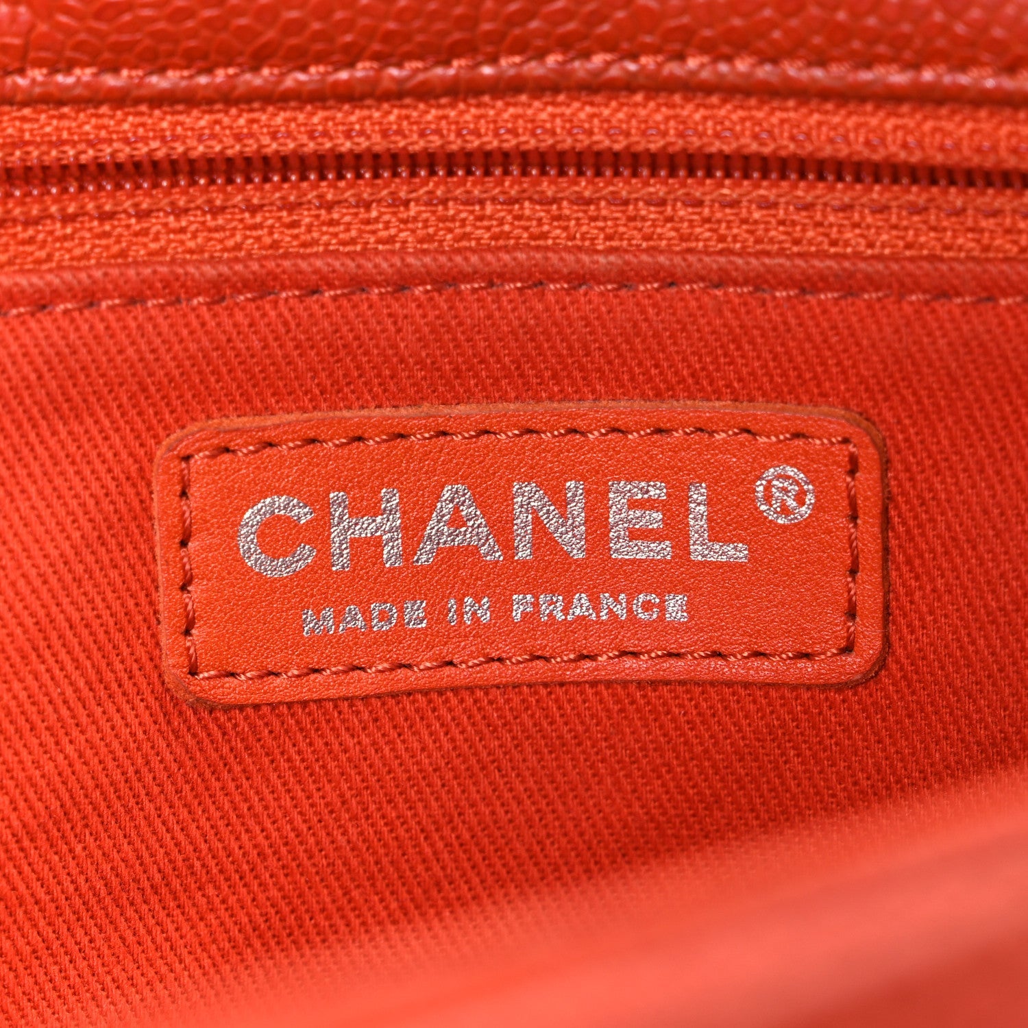 Chanel Grained Calfskin Large Natural Beauty Flap Orange