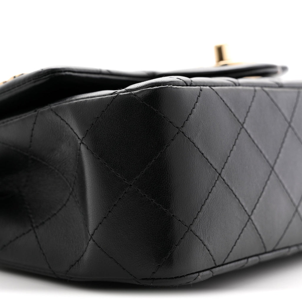 Chanel Lambskin Quilted Hollywood Charms Mini Rectangular Flap Black