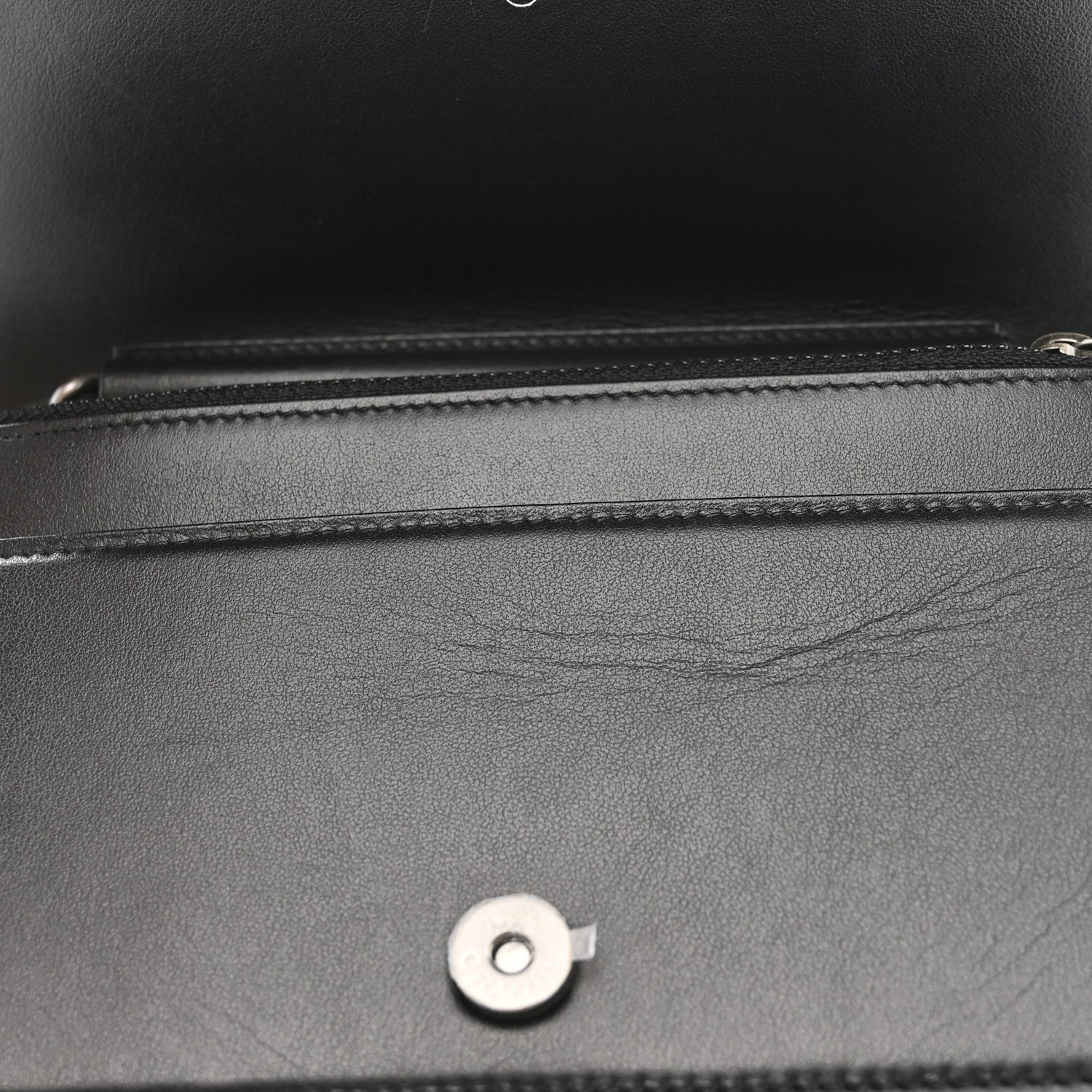 Chanel Caviar Quilted Boy Wallet On Chain WOC Black