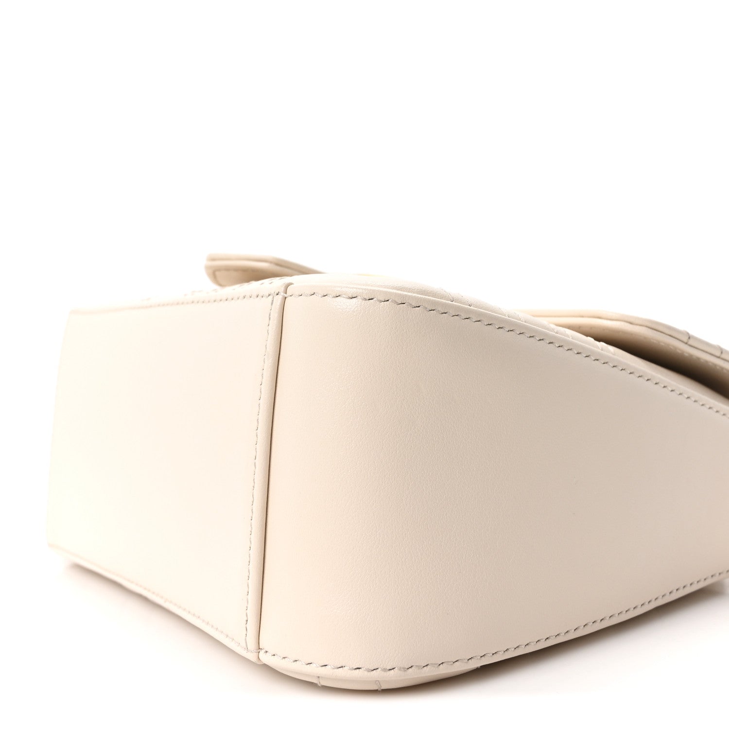 Gucci Calfskin Matelasse Mini GG Marmont Top Handle Shoulder Bag White