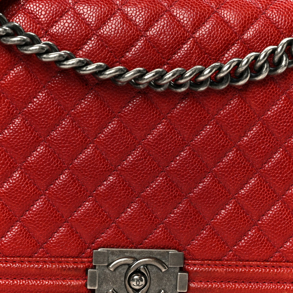 Chanel Caviar Quilted New Medium Boy Flap Dark Red