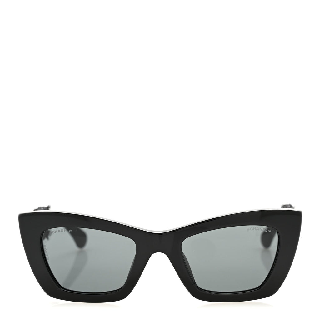 Acetate Tweed CC Cat Eye Sunglasses 71550A Black