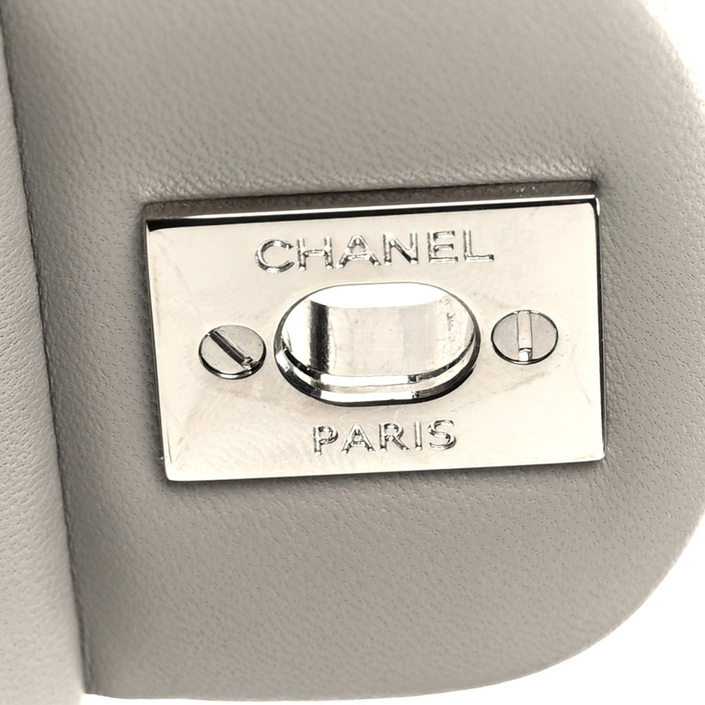 Chanel Lambskin Quilted Medium Double Flap Grey