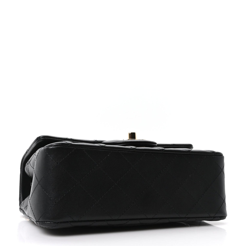 Chanel Lambskin Quilted Mini Rectangular Flap Black
