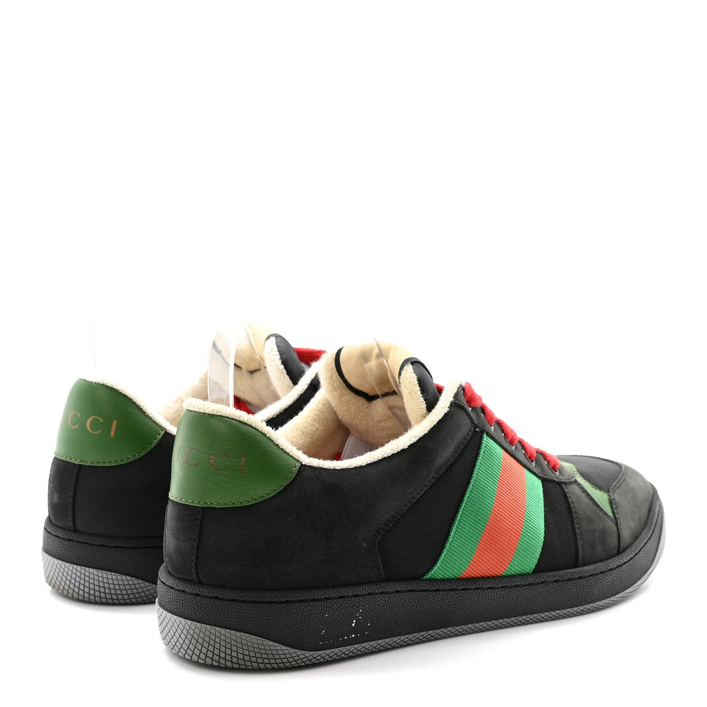 Gucci Calfskin Nylon GG Monogram Calfskin Web Mens Screener Sneakers 8 Black