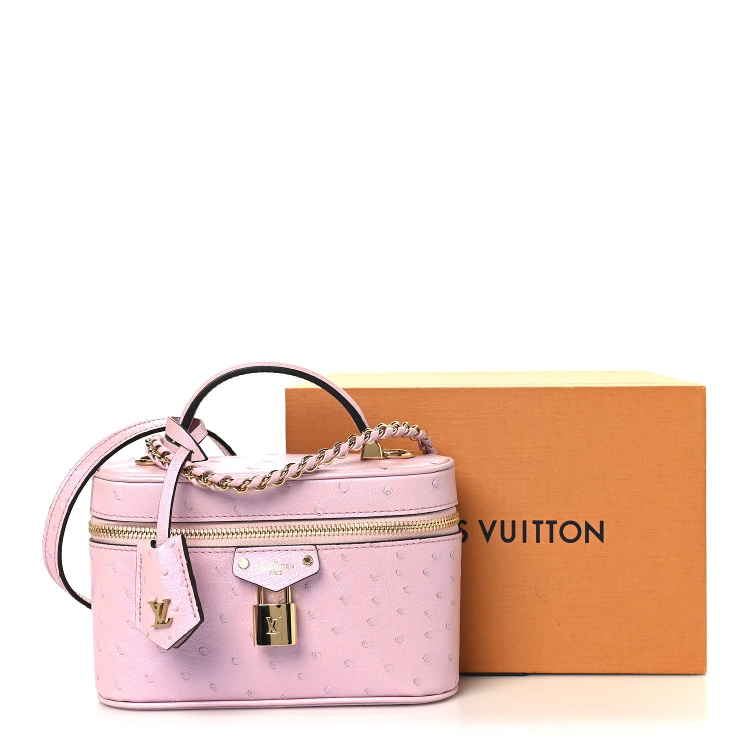 Louis Vuitton Ostrich Vanity Chain Pouch Pink