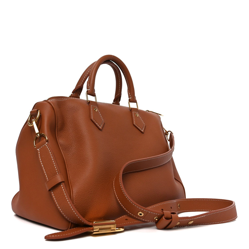 Louis Vuitton Grained Calfskin Low Key Speedy 30 Cognac