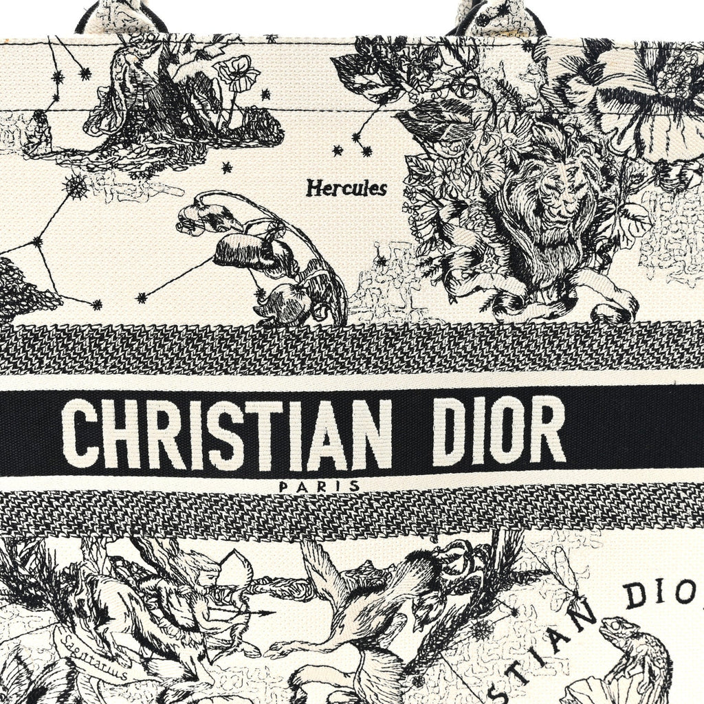 Christian Dior Canvas Zodiac Toile De Jouy Embroidered Large Book Tote Latte