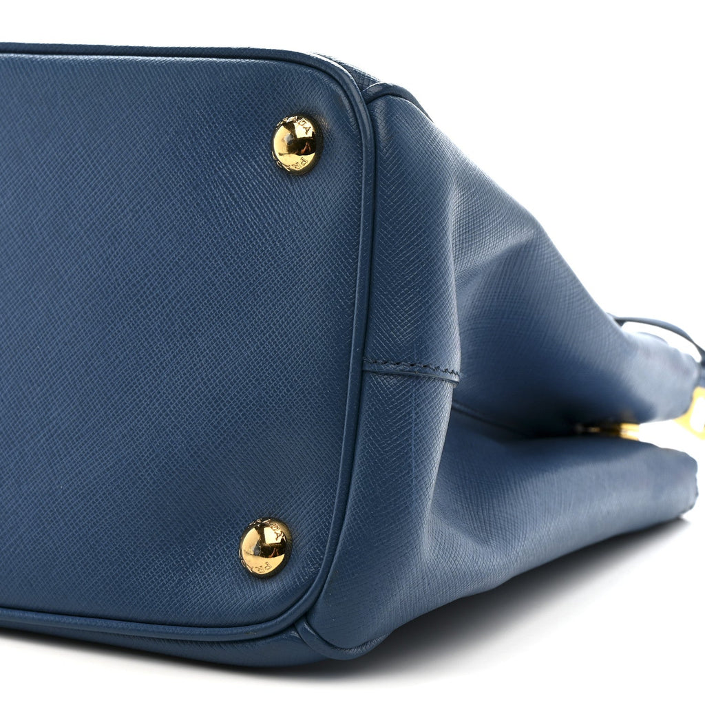 Prada Saffiano Small Galleria Double Zip Tote Cobalto