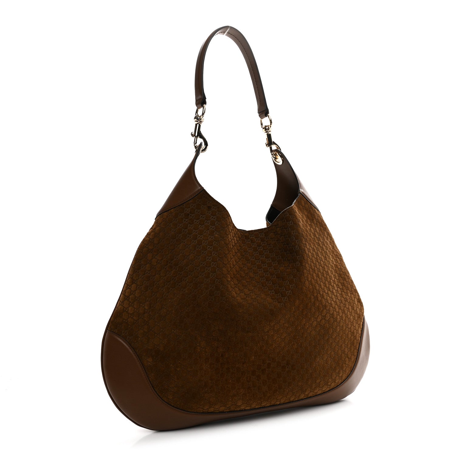 Gucci GG Suede B Large Shoulder Bag Brown