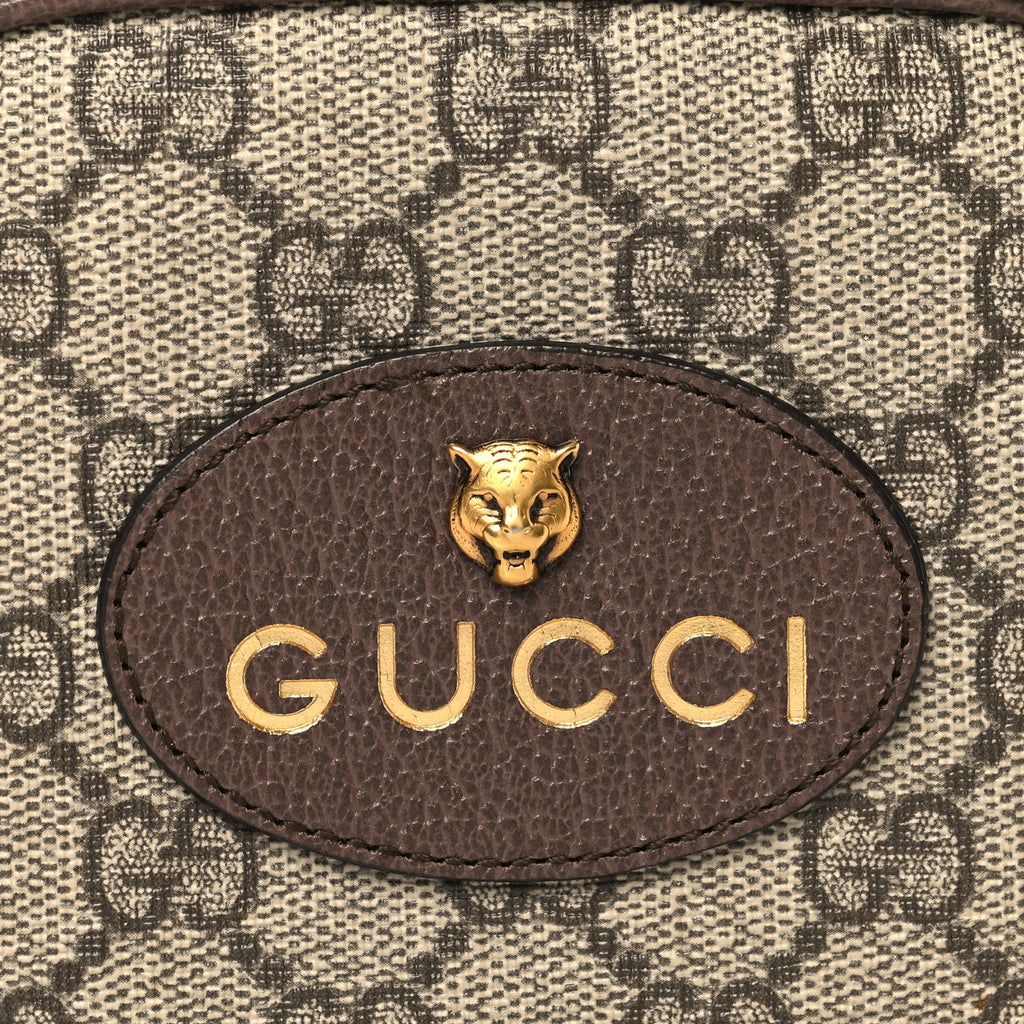 Gucci GG Supreme Monogram Mini Neo Vintage Double Zip Messenger Bag Beige New Acero Crop