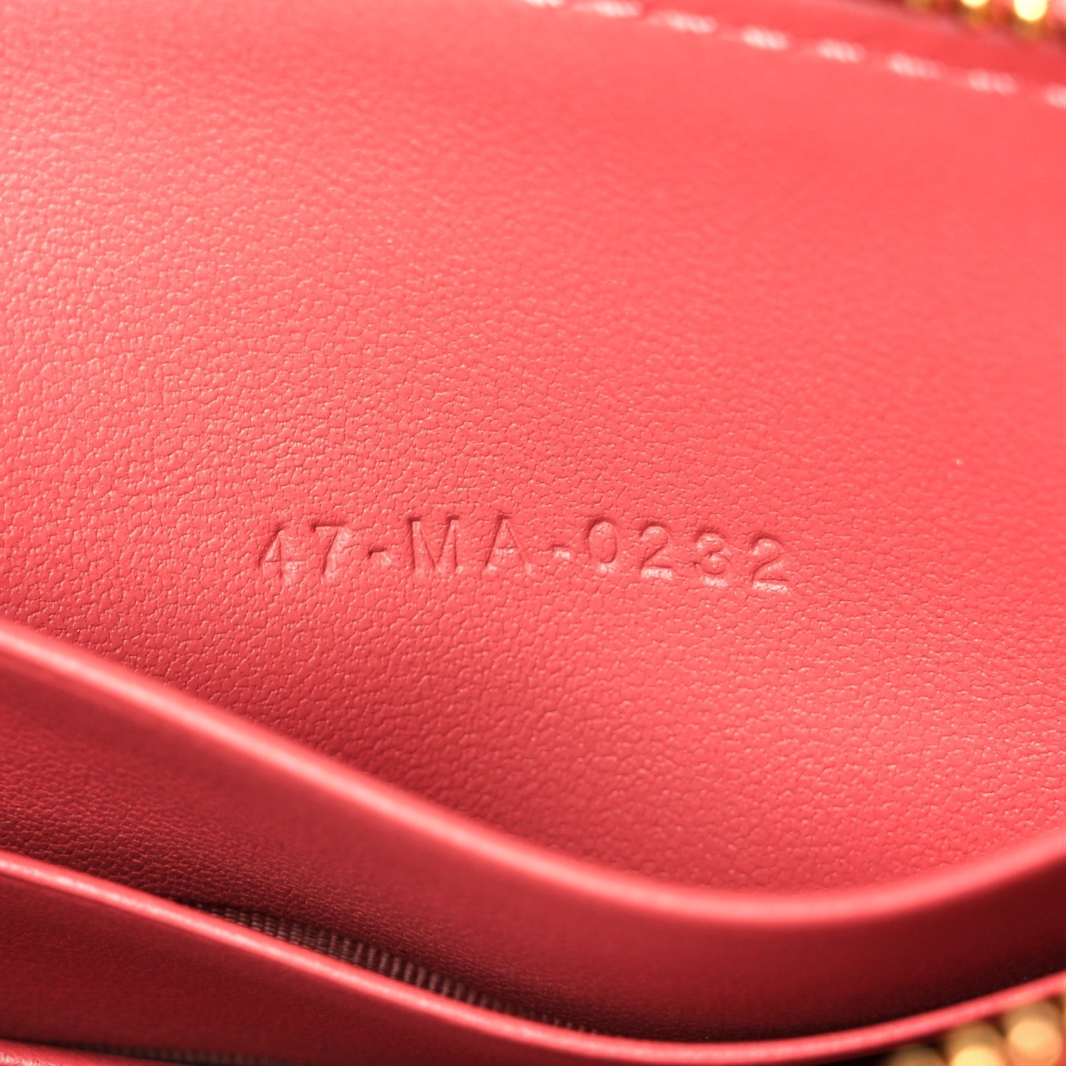 Christian Dior Calfskin Cannage Caro Zipped Pouch With Chain Coral Powder