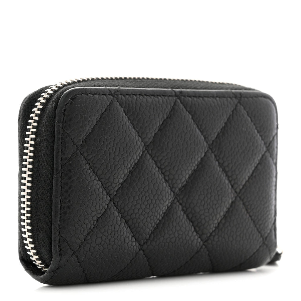 Caviar Quilted Zip Coin Purse Black
