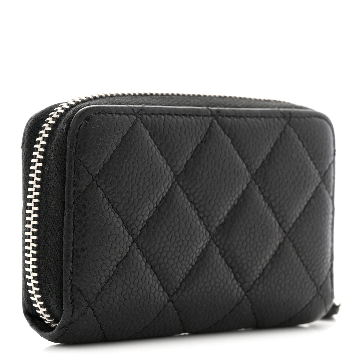 Caviar Quilted Zip Coin Purse Black