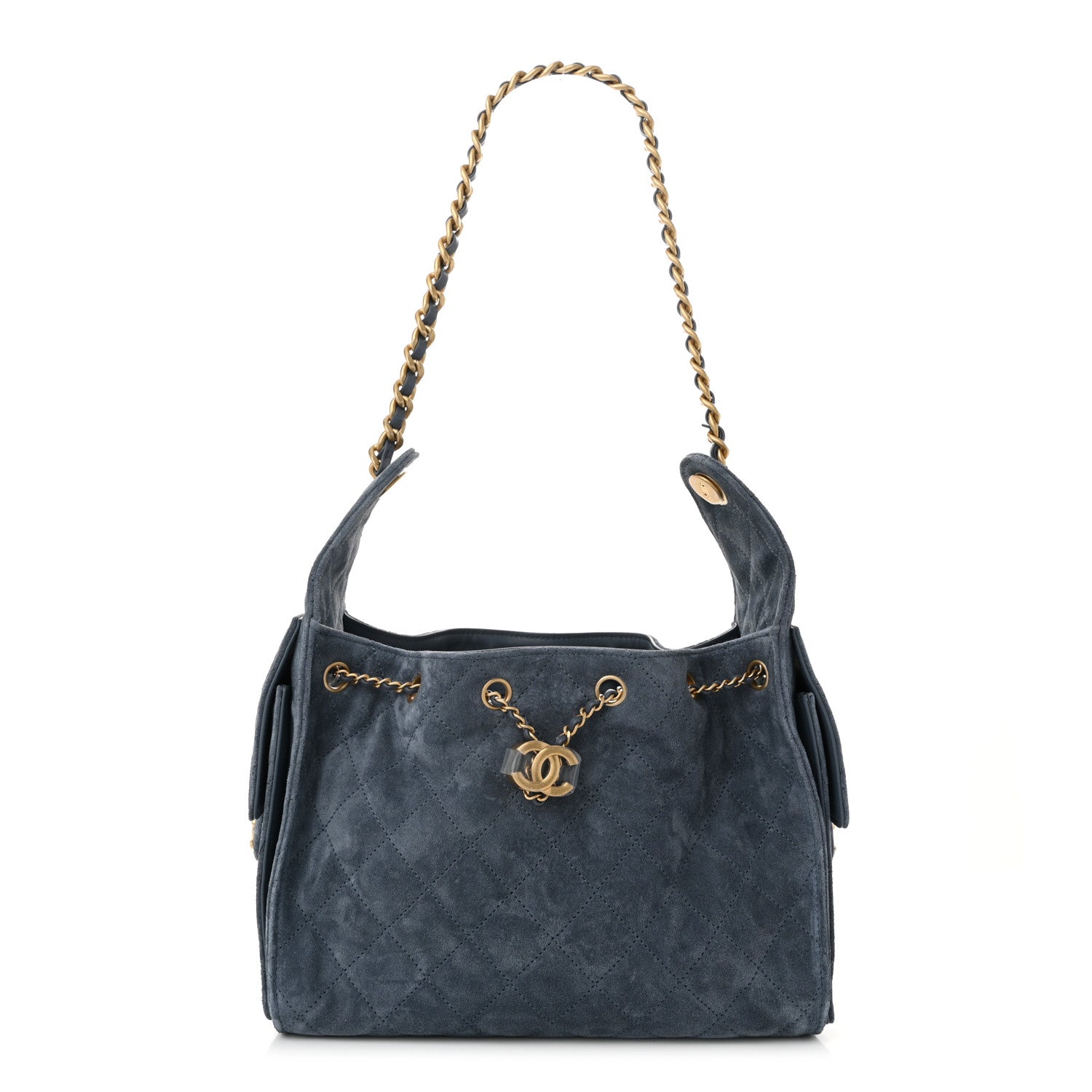 Chanel Suede Quilted Small Chanel 25 Handbag Blue