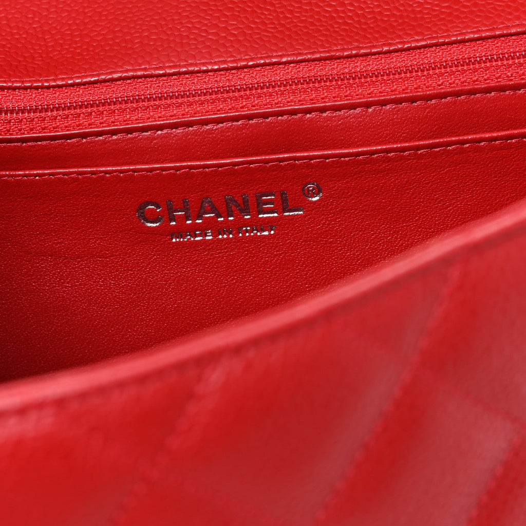 Chanel Caviar Quilted Jumbo Single Flap Red