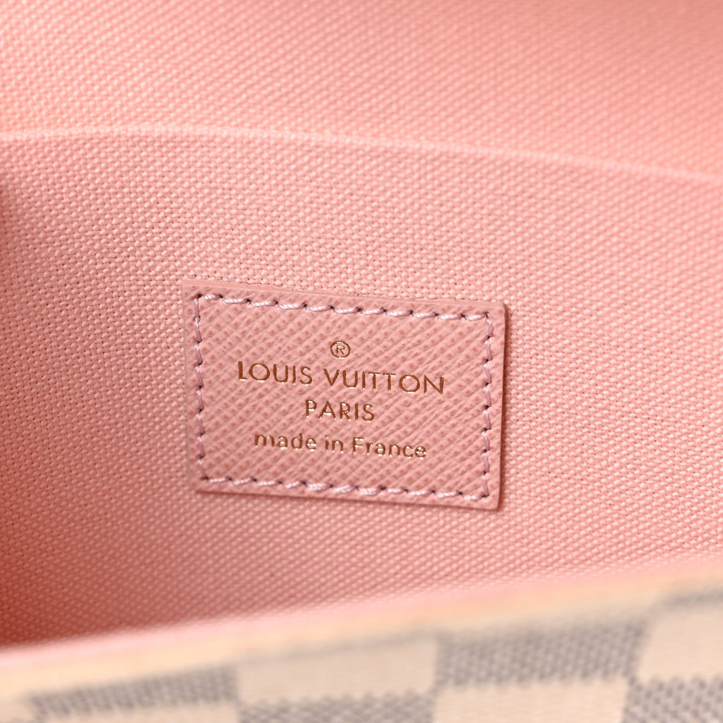 Louis Vuitton Damier Azur Pochette Felicie Chain Wallet Rose Ballerine