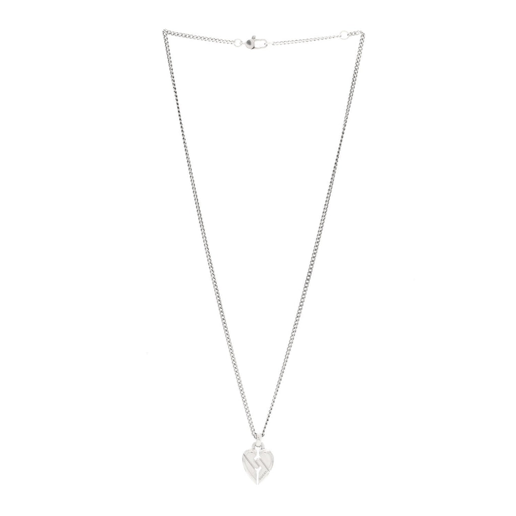 Gucci Sterling Silver Knot Heart Pendant Necklace