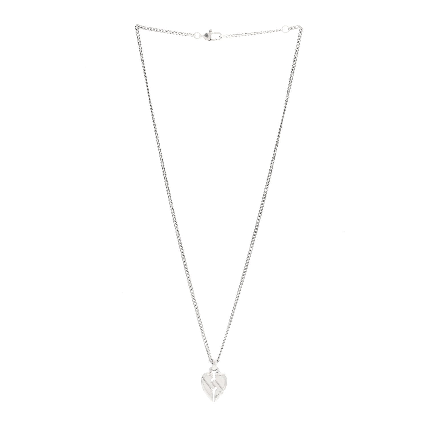 Gucci Sterling Silver Knot Heart Pendant Necklace