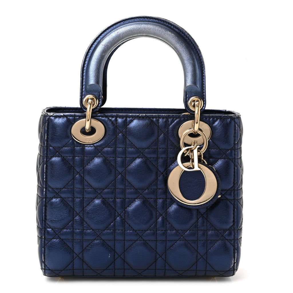 Christian Dior Metallic Lambskin Cannage Small My ABCDior Lady Dior Blue