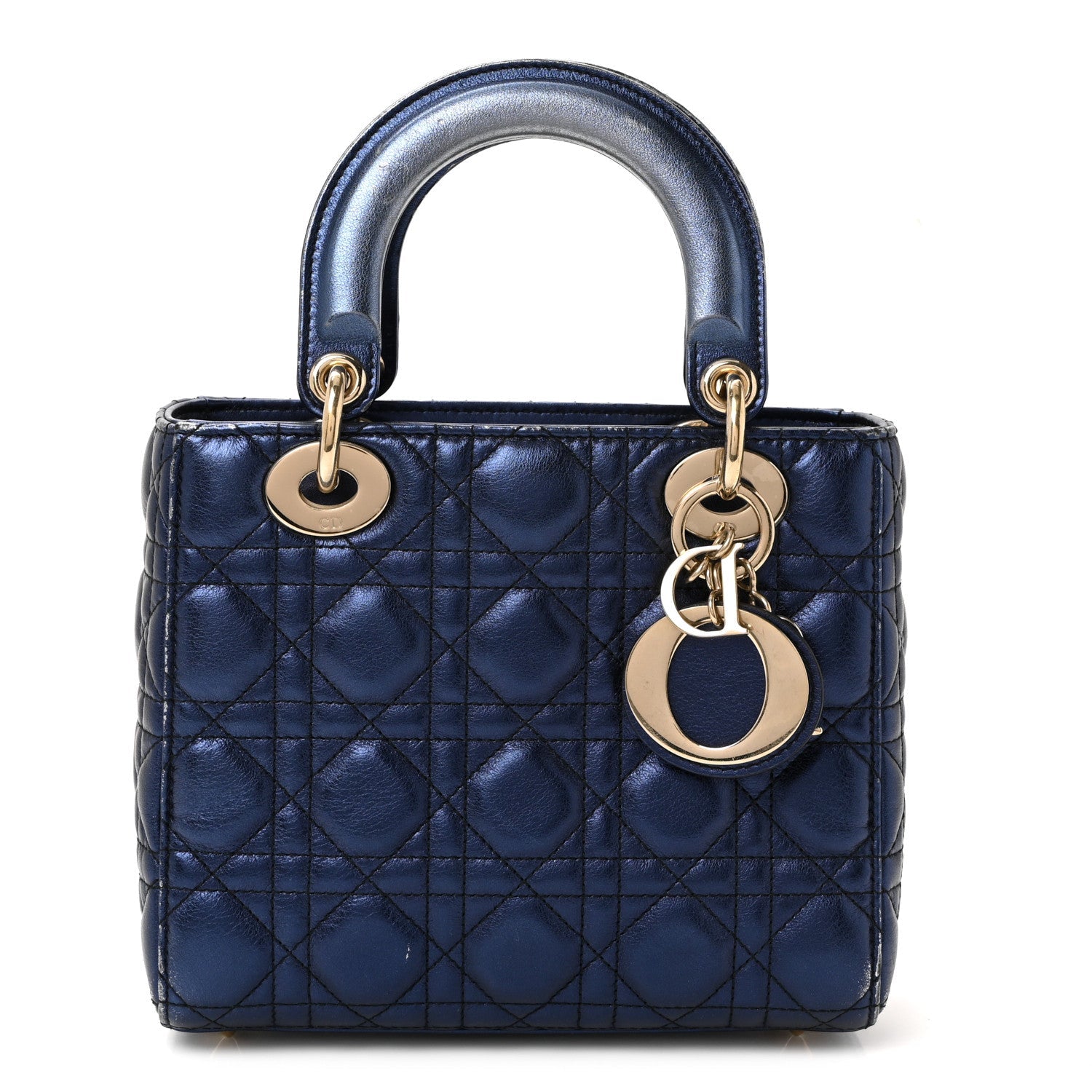 Christian Dior Metallic Lambskin Cannage Small My ABCDior Lady Dior Blue
