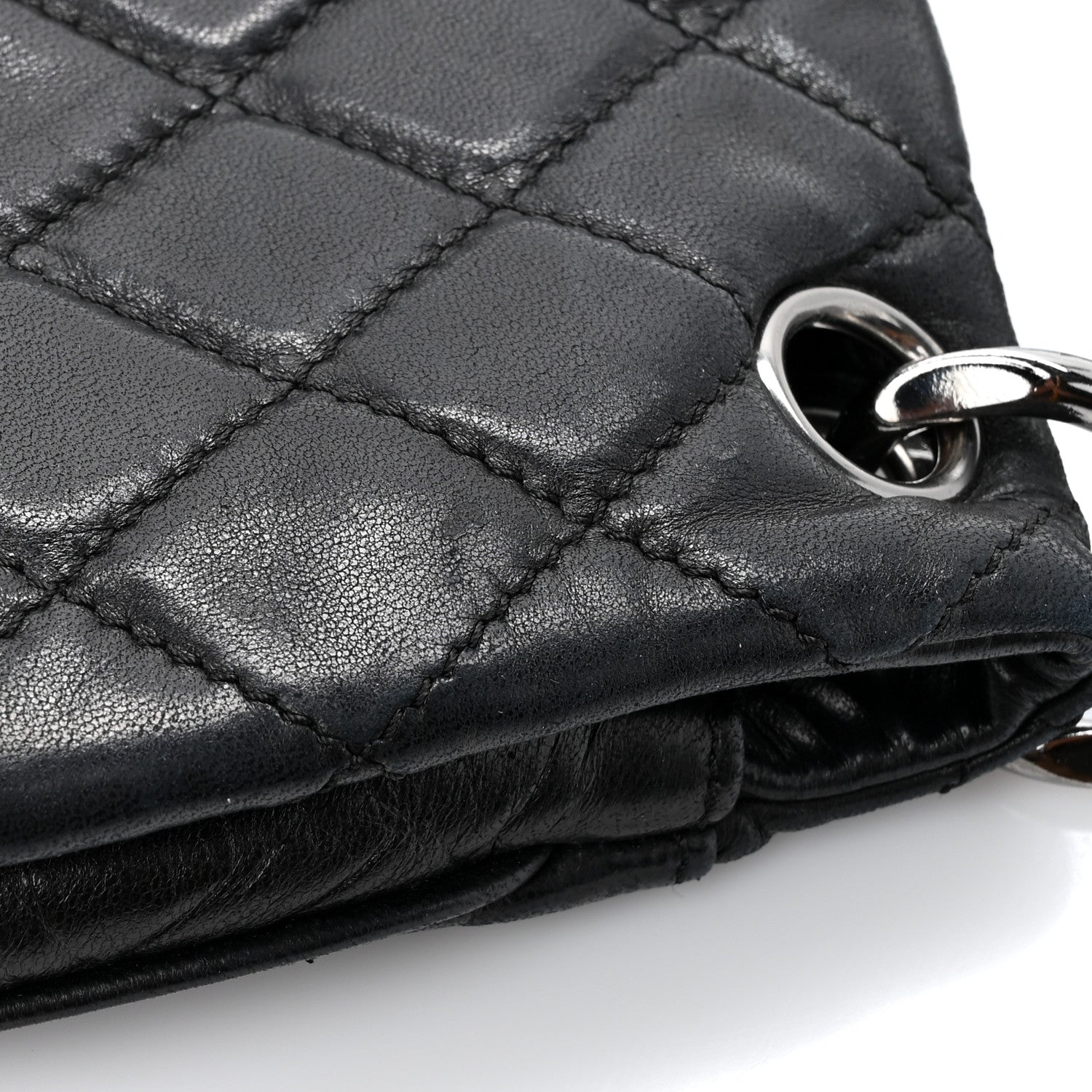 Chanel Lambskin Quilted Chain Mail Shoulder Bag Black