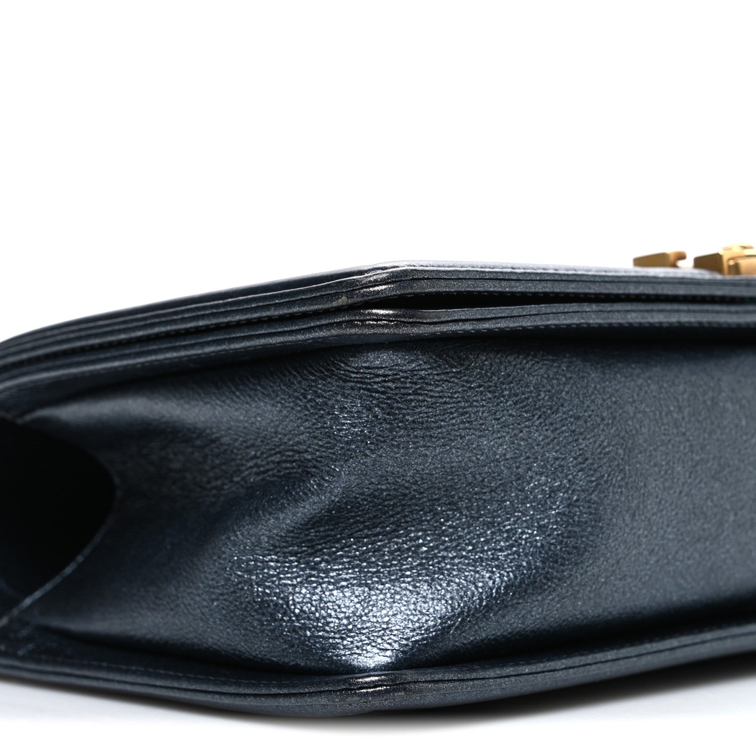 Chanel Metallic Calfskin Quilted Medium Boy Flap Grey