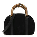 Gucci Suede Mini Bamboo Handle Bag Black