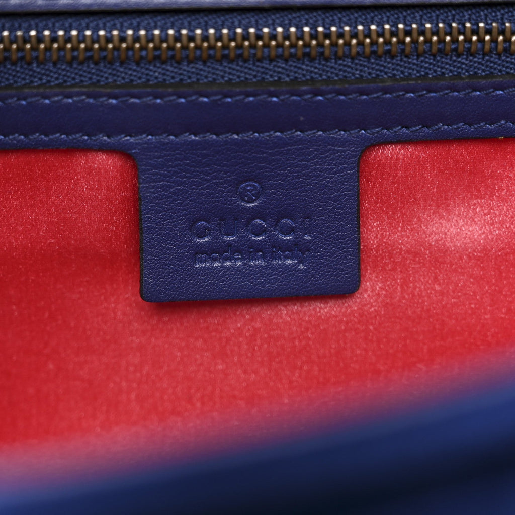 Gucci Velvet Matelasse GG Marmont Clutch Cobalt Blue