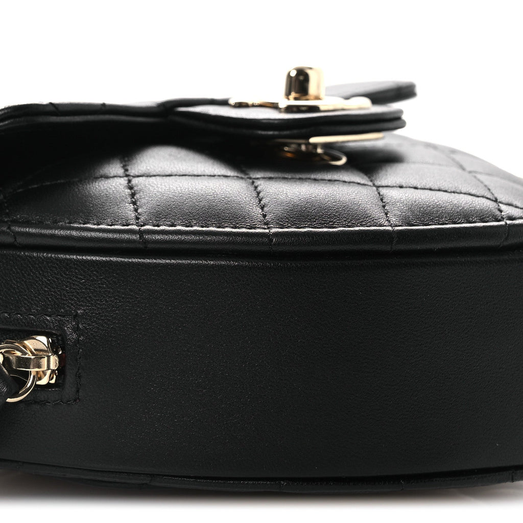 Chanel Lambskin Quilted CC In Love Heart Clutch With Chain Black