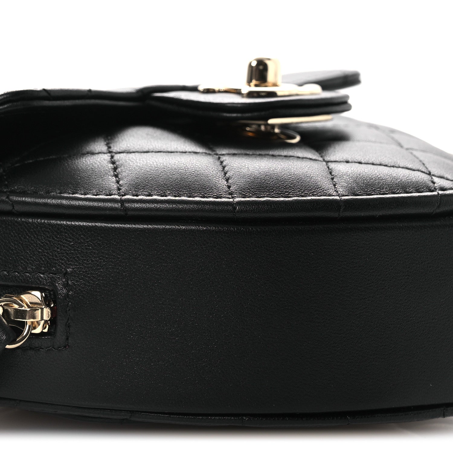 Chanel Lambskin Quilted CC In Love Heart Clutch With Chain Black