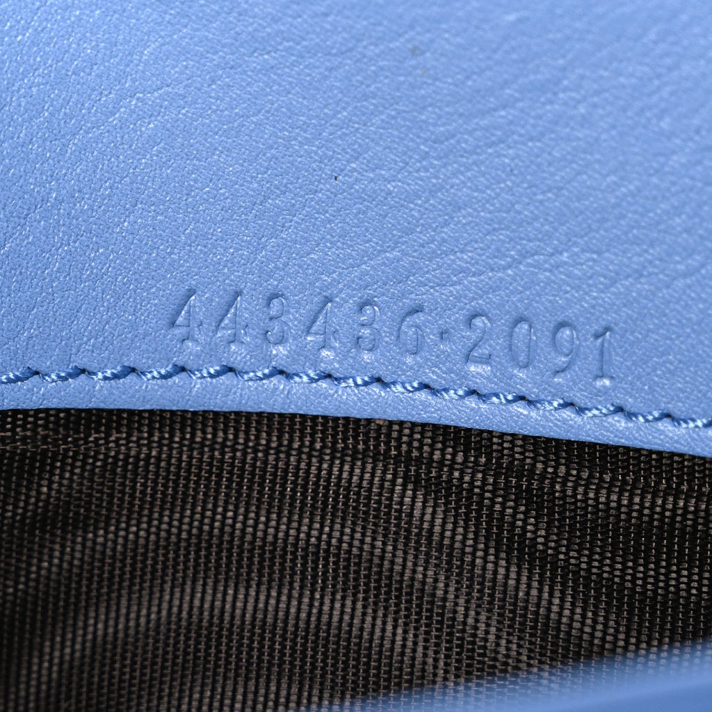 Gucci Calfskin Matelasse GG Marmont Continental Wallet Clear Sky Blue