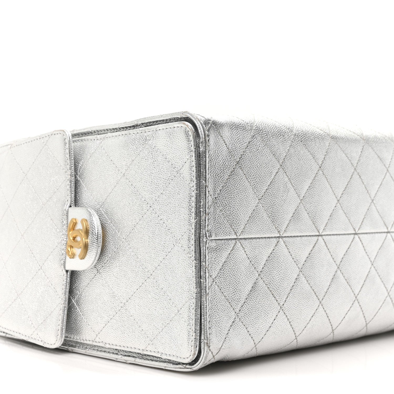 Chanel Metallic Caviar Quilted Medium Chanel 25 Handbag Silver