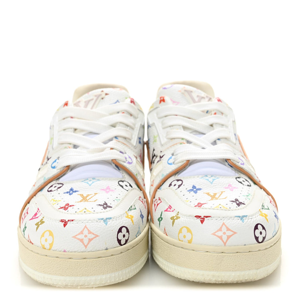 Louis Vuitton LV X TM Calfskin Monogram Multicolor Womens LV Trainer Sneakers 38 White