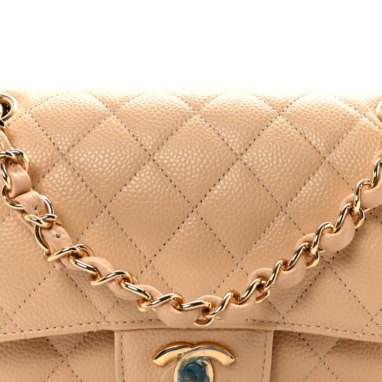 Chanel Caviar Quilted Small Double Flap Beige