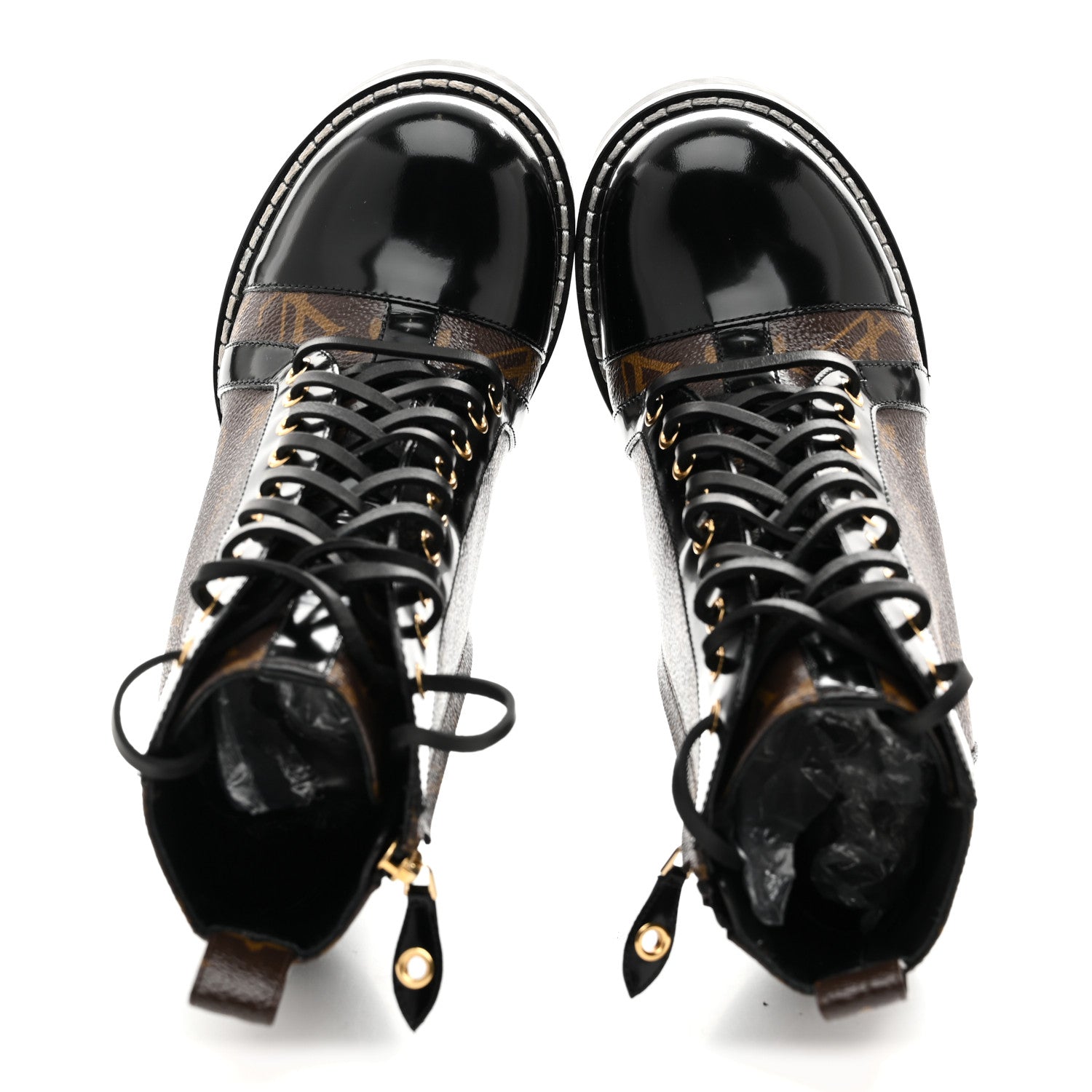 Louis Vuitton Patent Calfskin Monogram Star Trail Ankle Boots 38 Black