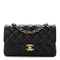 Chanel Lambskin Quilted Mini Rectangular Flap Black