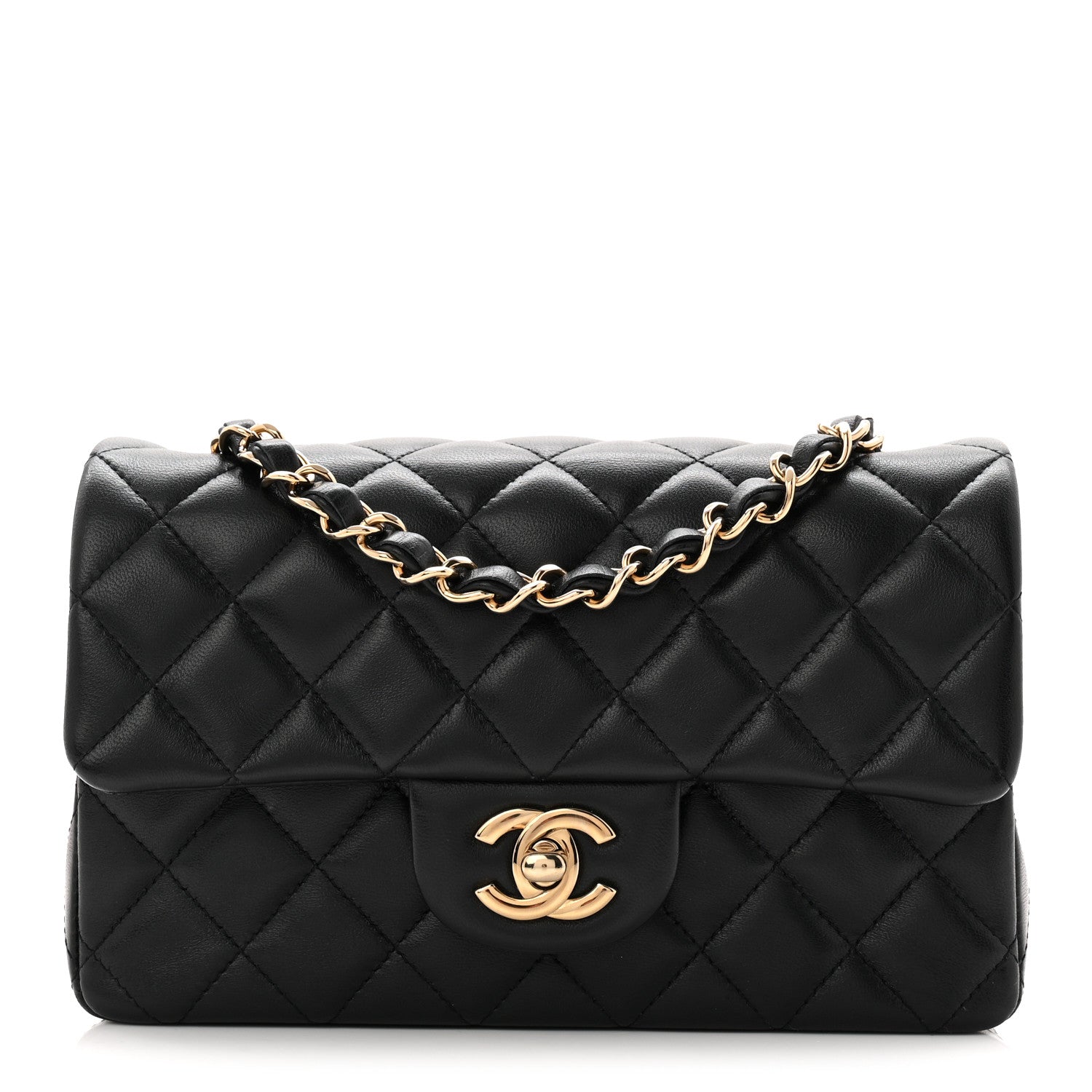 Chanel Lambskin Quilted Mini Rectangular Flap Black