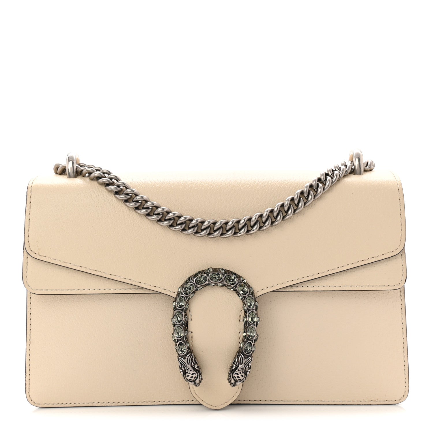Gucci Textured Calfskin Crystal Small Dionysus Shoulder Bag Mystic White