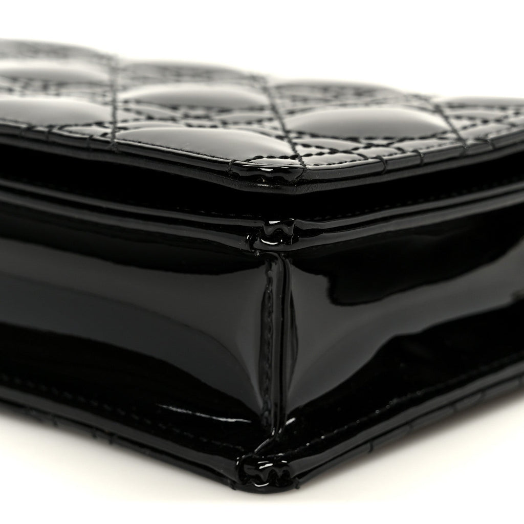 Christian Dior Patent Cannage Lady Dior Pouch Black