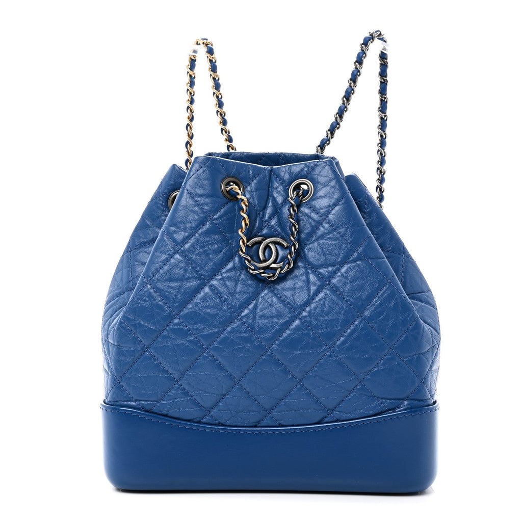 Chanel Aged Calfskin Quilted Small Gabrielle Backpack Blue