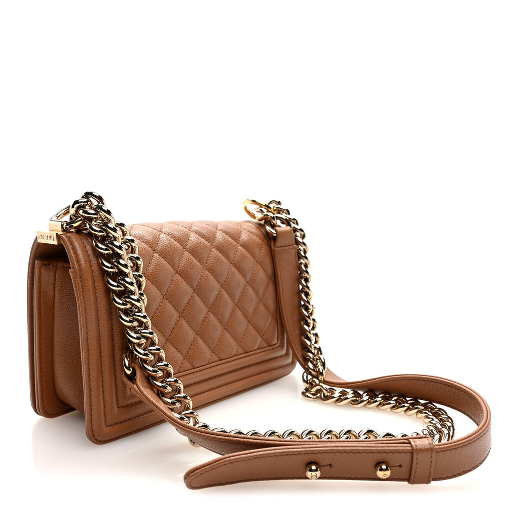 Chanel Caviar Quilted Small Boy Flap Beige