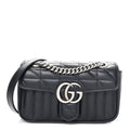 Gucci Calfskin Matelasse Aria Mini GG Marmont Shoulder Bag Black