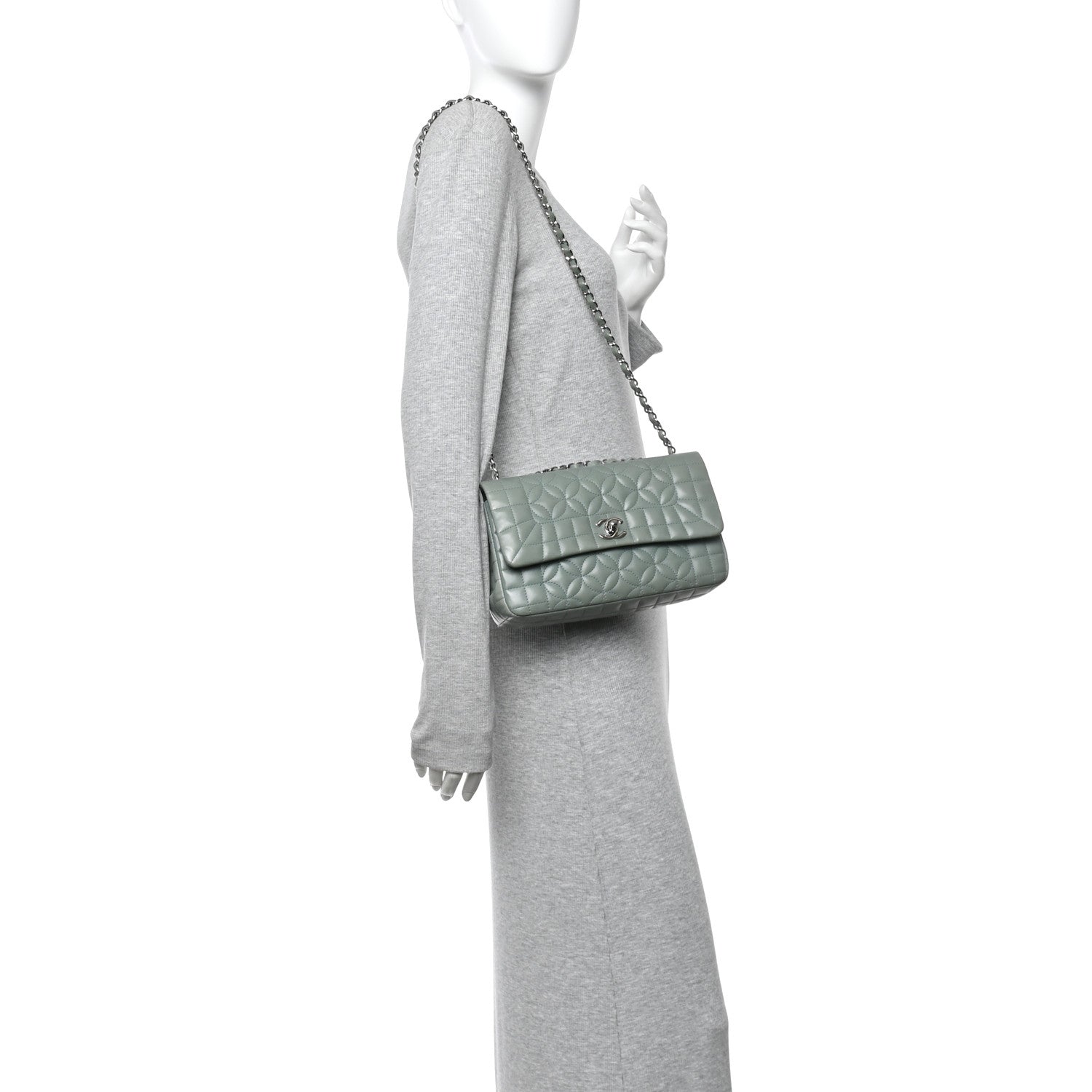 Chanel Lambskin Quilted Lady Graphic Flap Green
