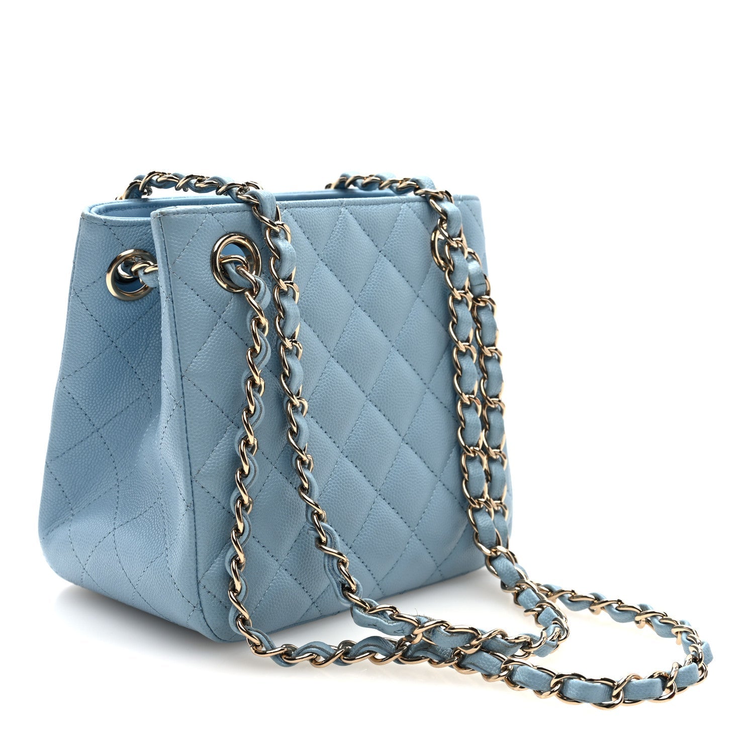 Chanel Caviar Quilted Mini Bucket Bag Blue