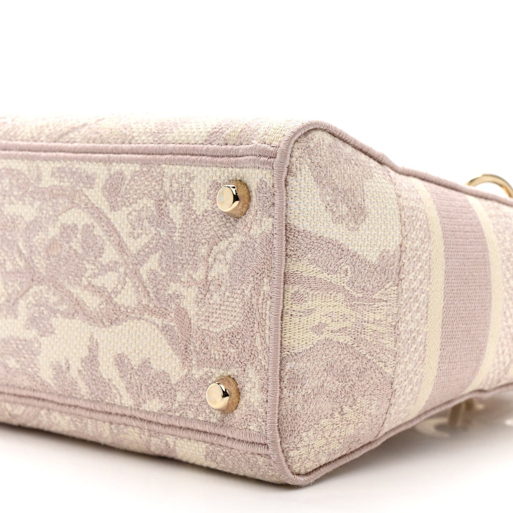 Christian Dior Canvas Toile De Jouy Reverse Embroidered Medium Lady D-Lite Rose