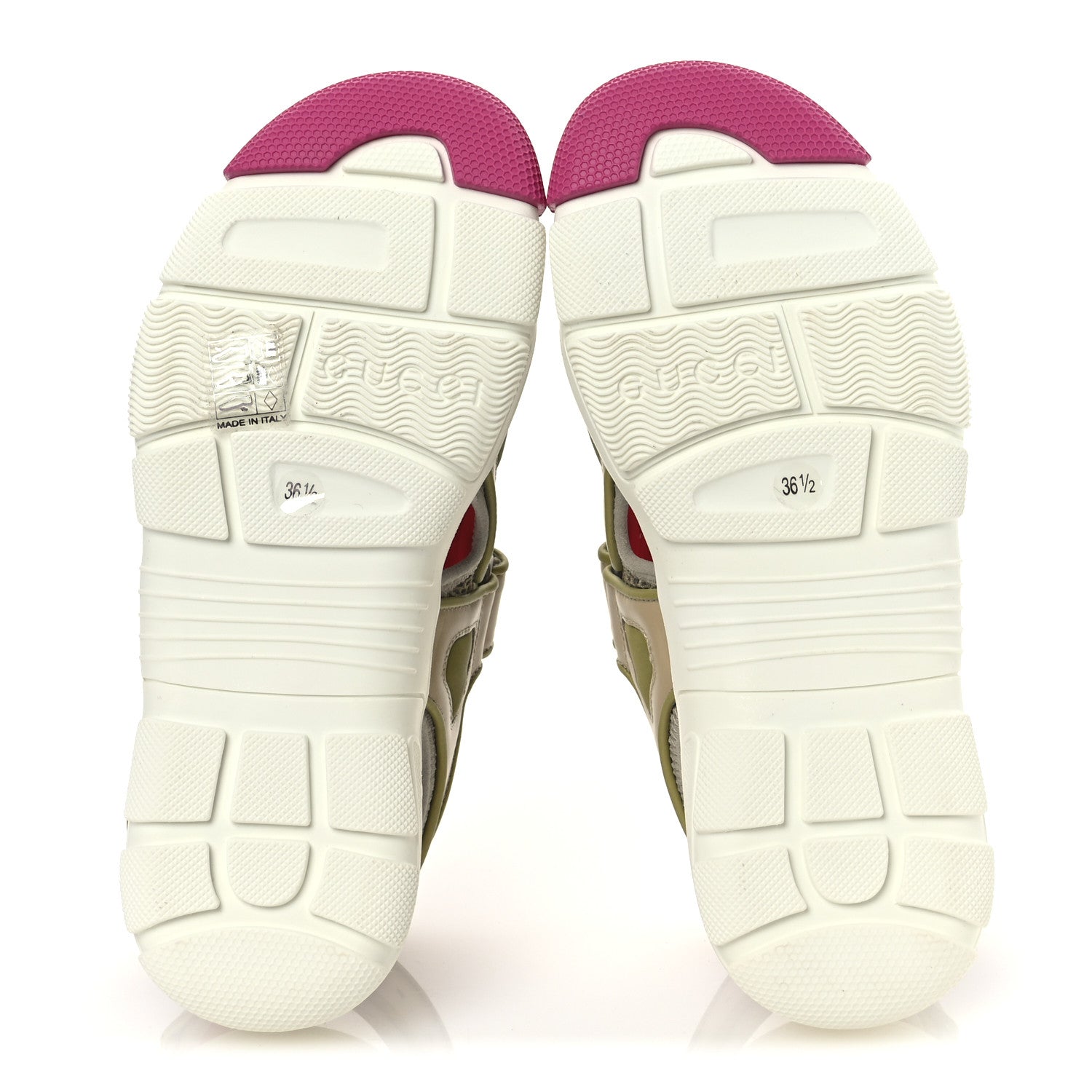Gucci Mesh Fabric Tinsel Sport Sandals 36.5 Loess Sand Box Pink