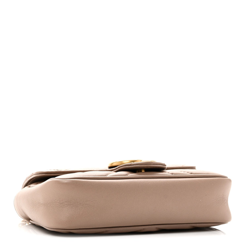 Gucci Calfskin Matelasse Super Mini GG Marmont Shoulder Bag Porcelain Rose